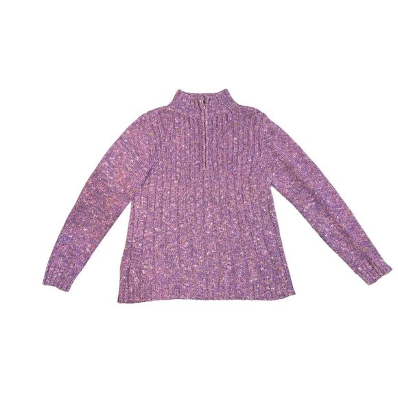 Liz Claiborne Acrylic Purple Knit 1/4 zip sweater mock neck Size L - Picture 1 of 3